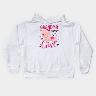 Cute Gender Baby Reveal Grandma Says Girl Matching Family Kids Hoodie